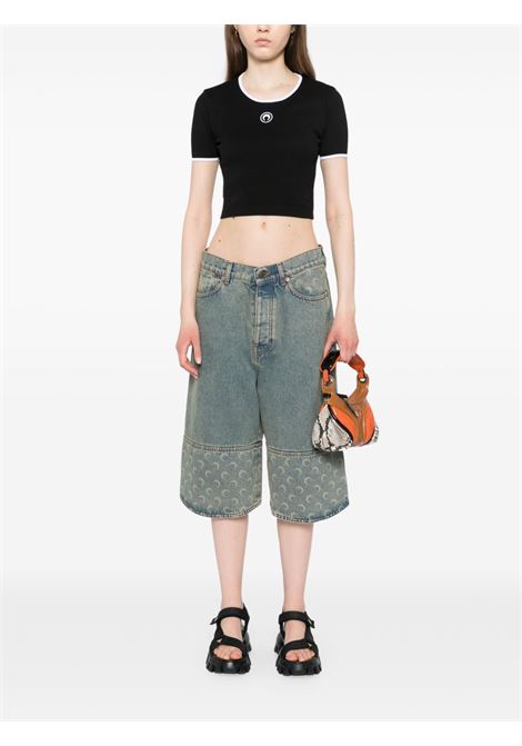 moon logo cropped top woman black MARINE SERRE | WTO087A CJER0008BK99